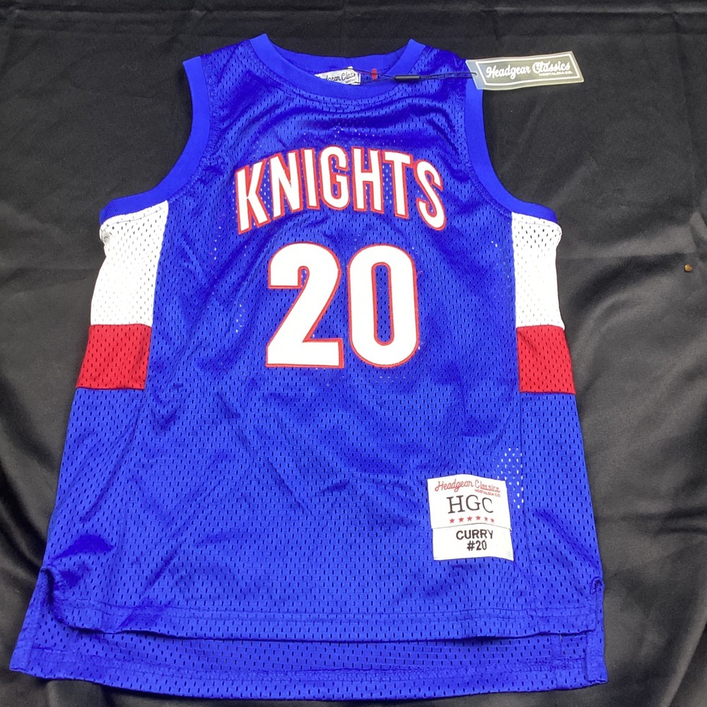 Headgear Classics Knights 20 Curry Basketball Jersey Blue Mesh Mens Medium NWT